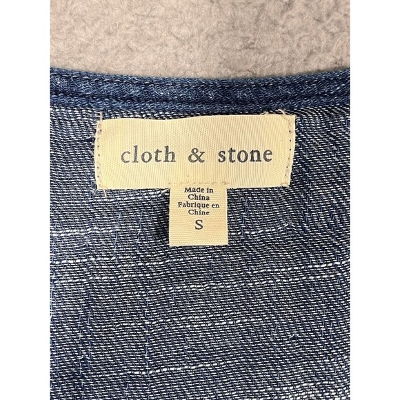 Cloth & Stone Anthropologie Dress Blue Cold Shoulder 100%‎ Cotton Soft Small S - Picture 4 of 13